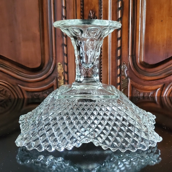 1950s L.E. Smith Diamond Point Ruffle Edged Compote - Picture 11 of 16